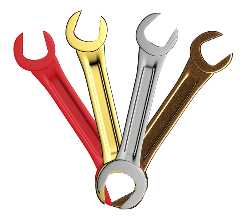4 Wrenches Different Colors