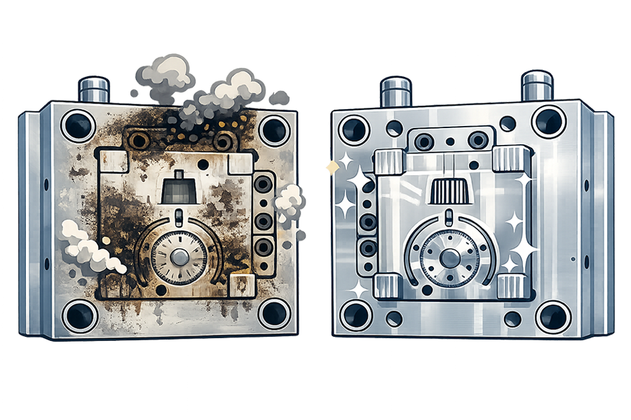Injection Mold Cavity Clean and Dirty